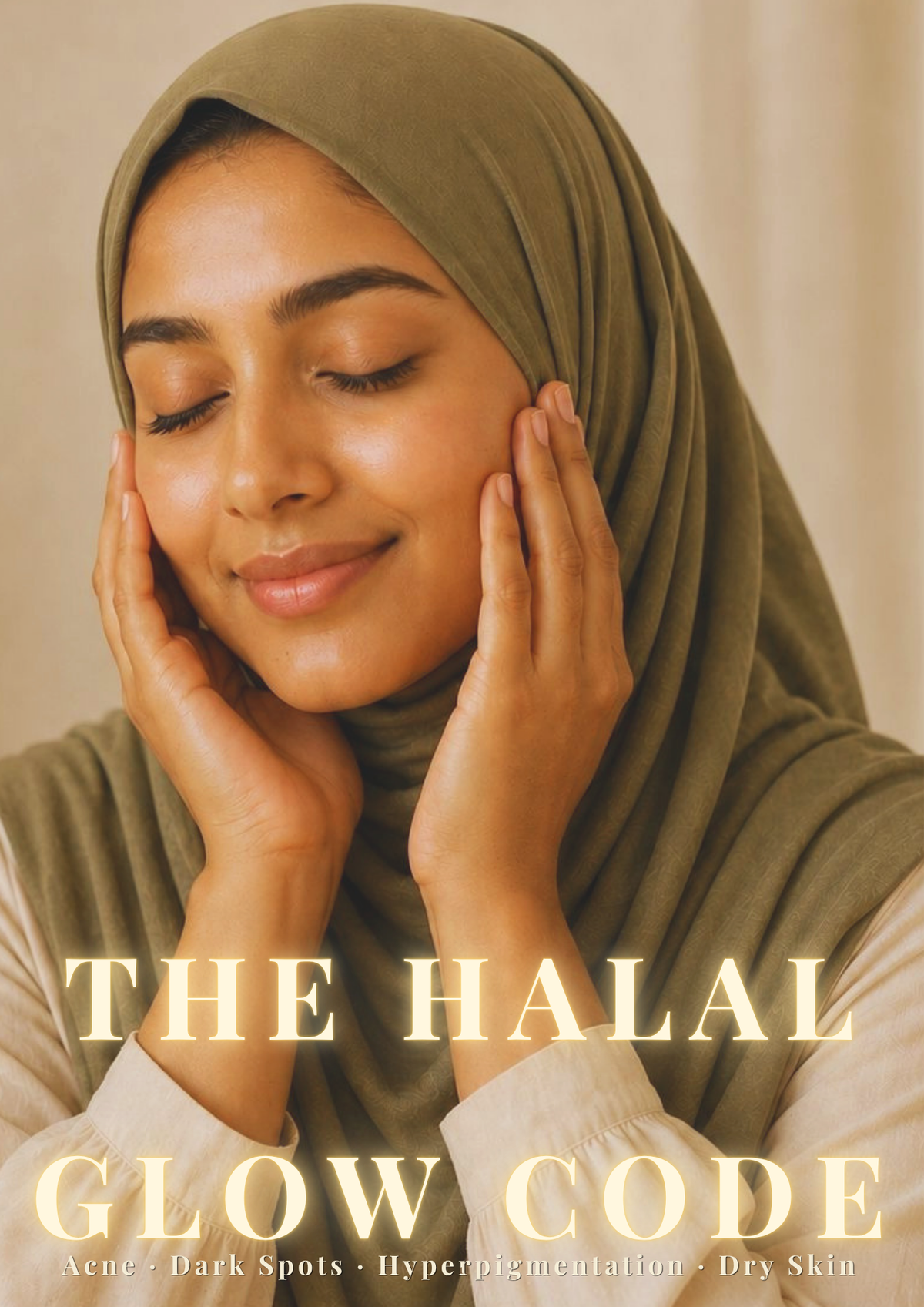The Halal Glow Code skincare ebook cover for acne, dark spots, hyperpigmentation and dry skin